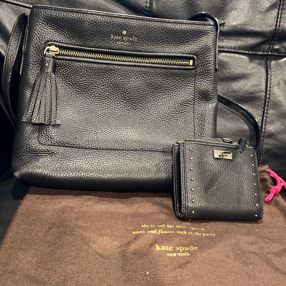 Kate spade black leather crossbody- chester street Desi